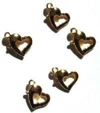 5 9x8mm Gold Plated Heart Lobster Clasps